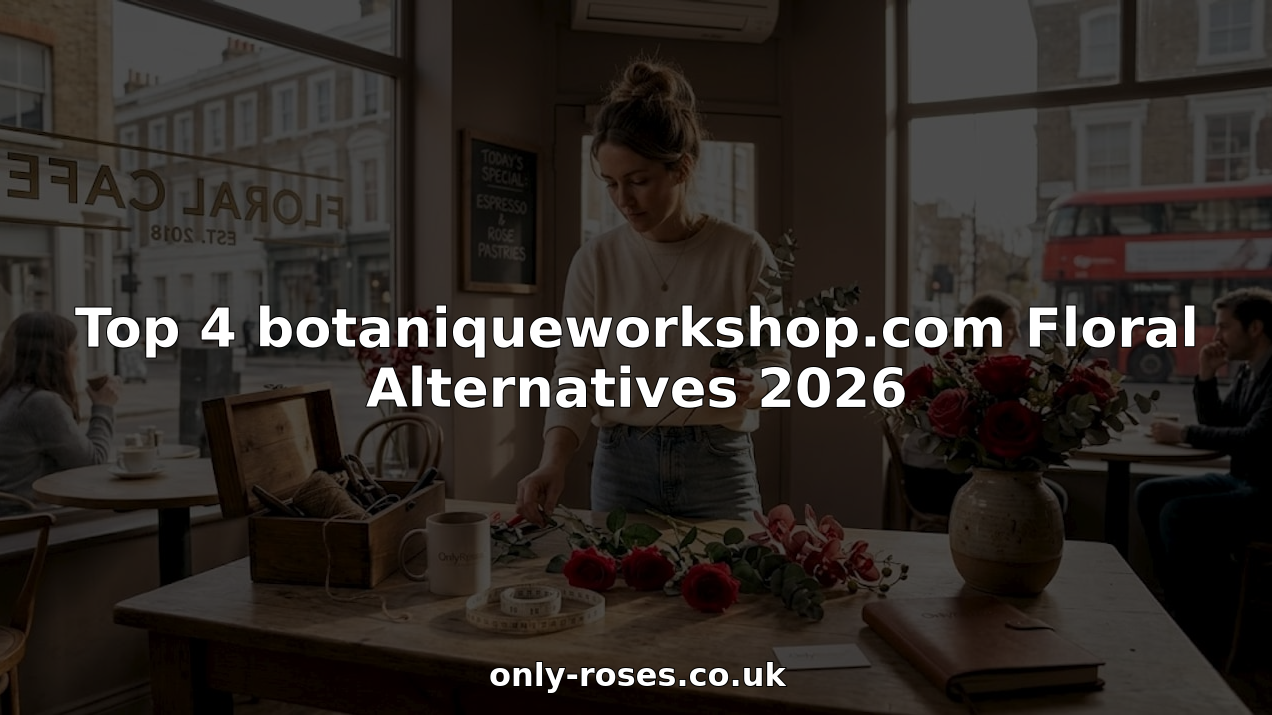 Florist arranging artificial and preserved flowers on table