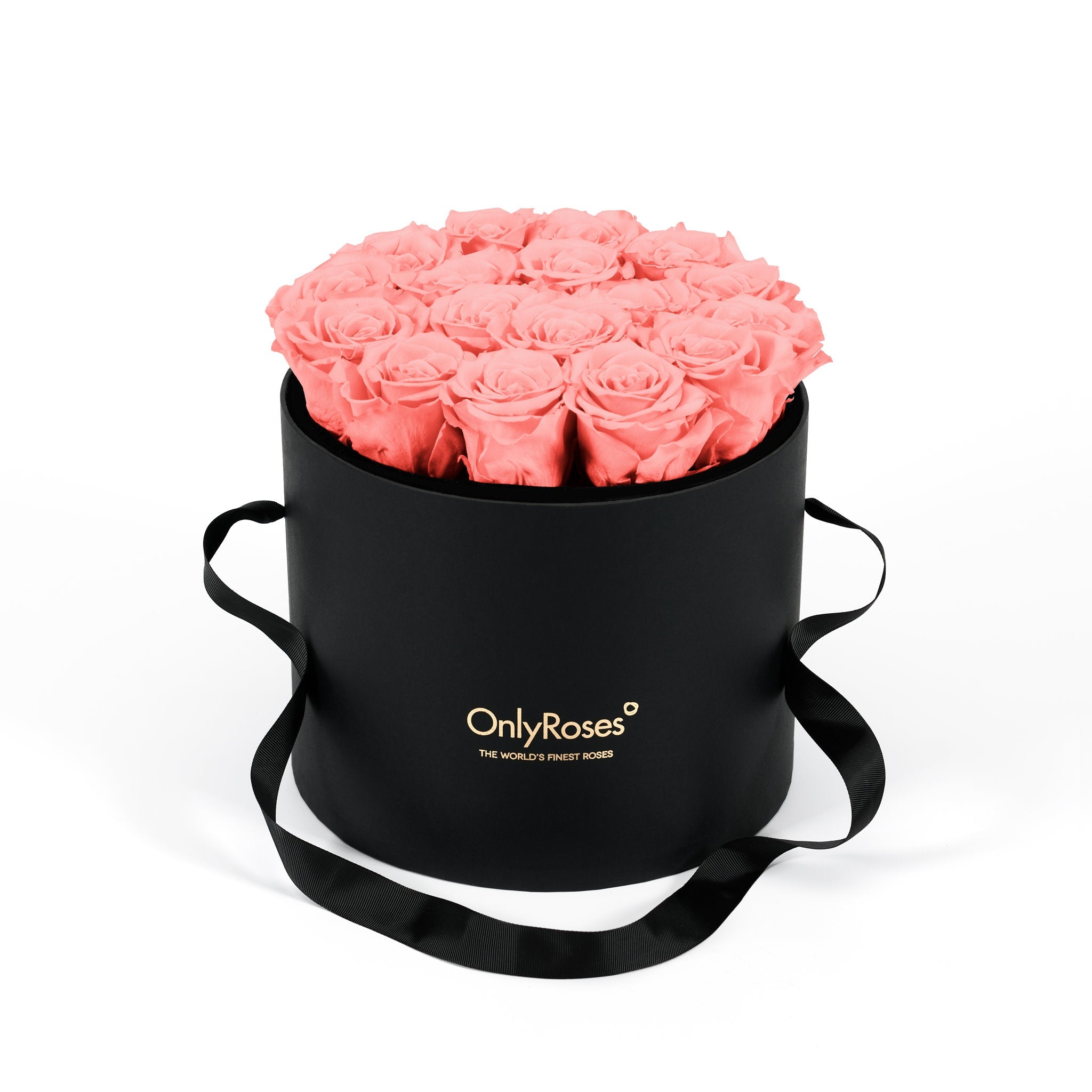 Black box with pink roses and 'Only Roses' branding on a white background