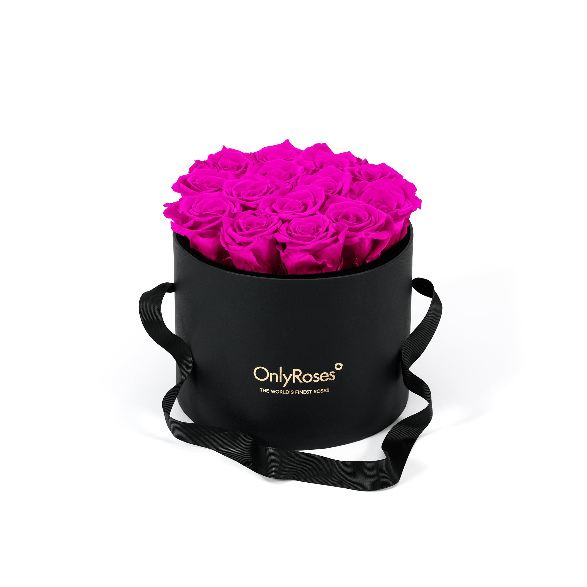 Black box with pink roses and 'Only Roses' branding on a white background