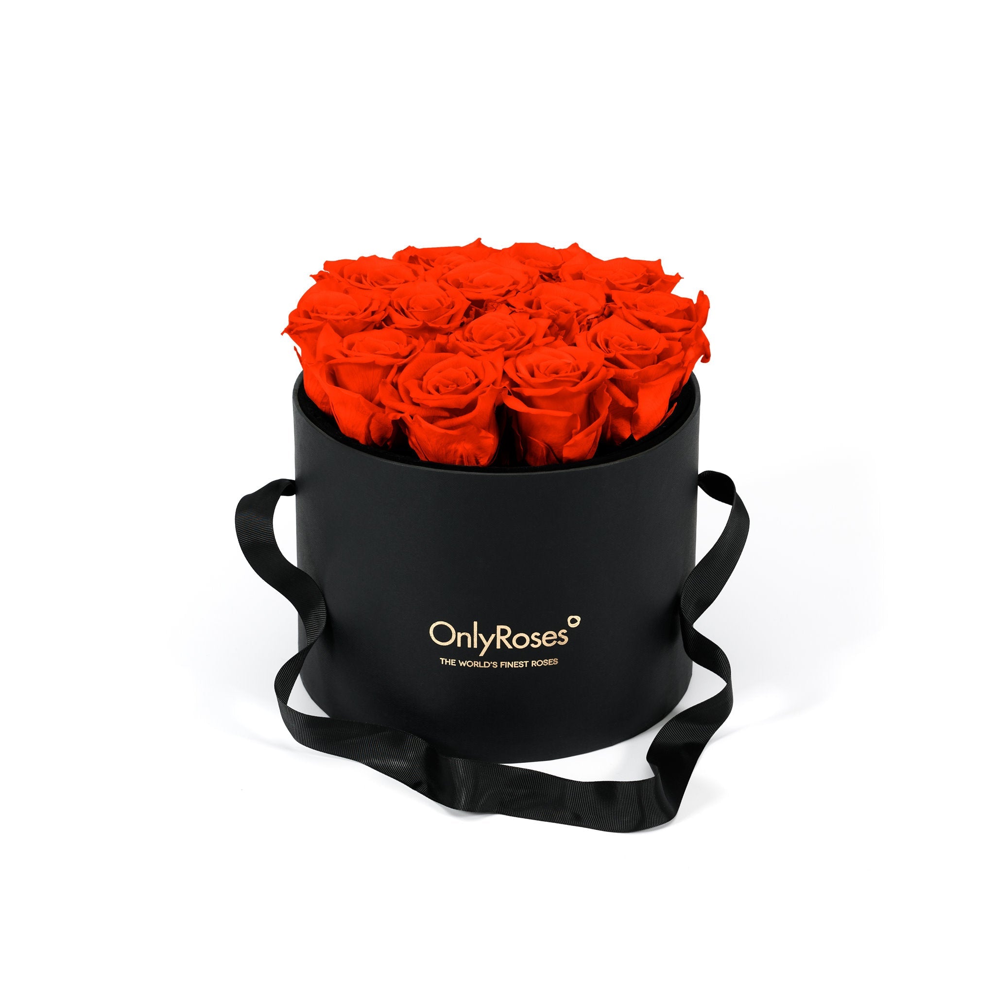 Black box with red roses and 'Only Roses' branding on a white background