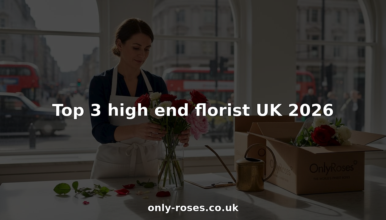 Florist arranging luxury flowers in London studio