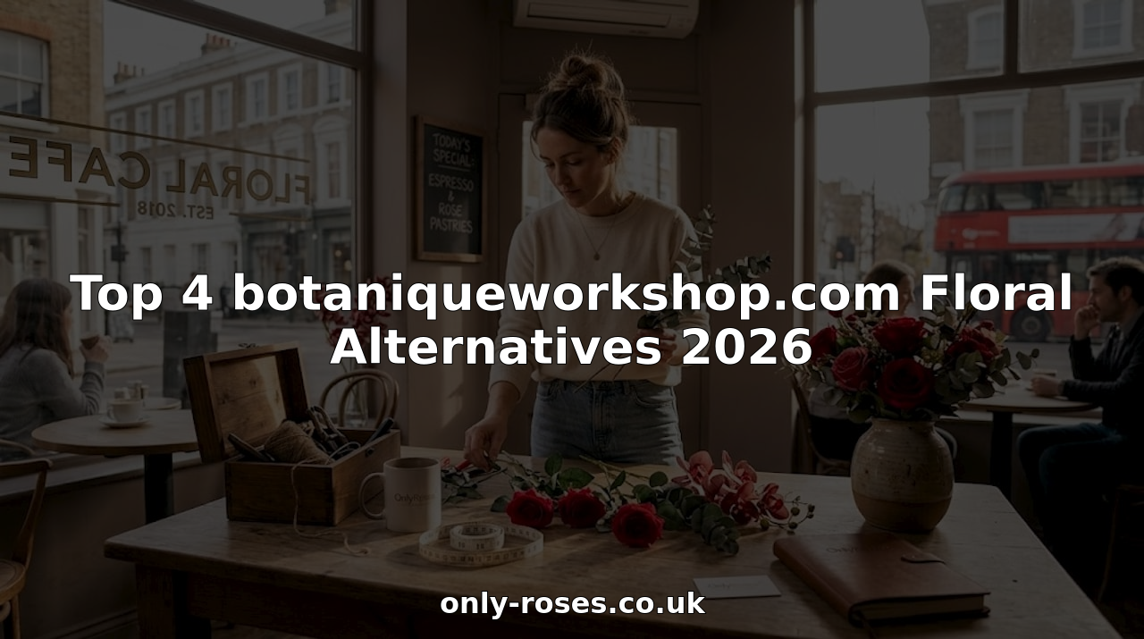 Florist arranging artificial and preserved flowers on table