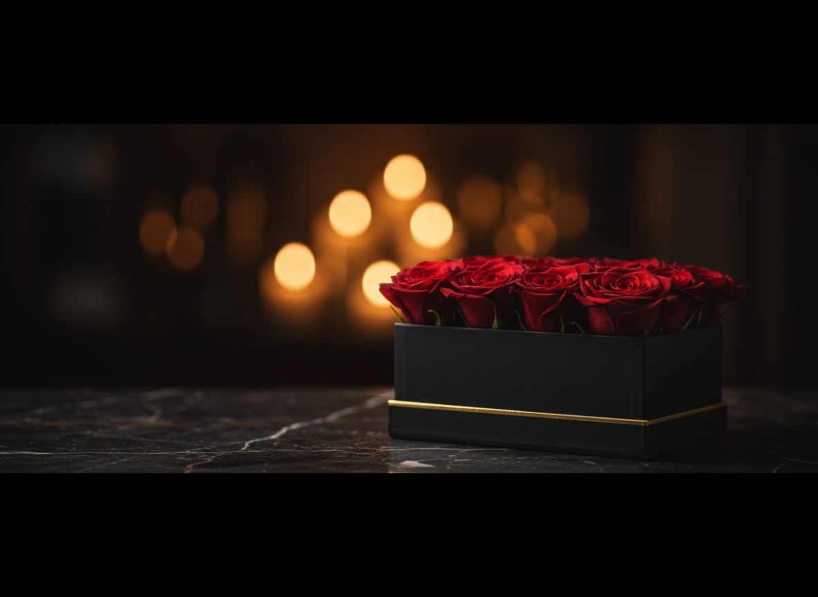 First anniversary red roses luxury box