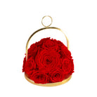 Gold hoop with red roses on a white background