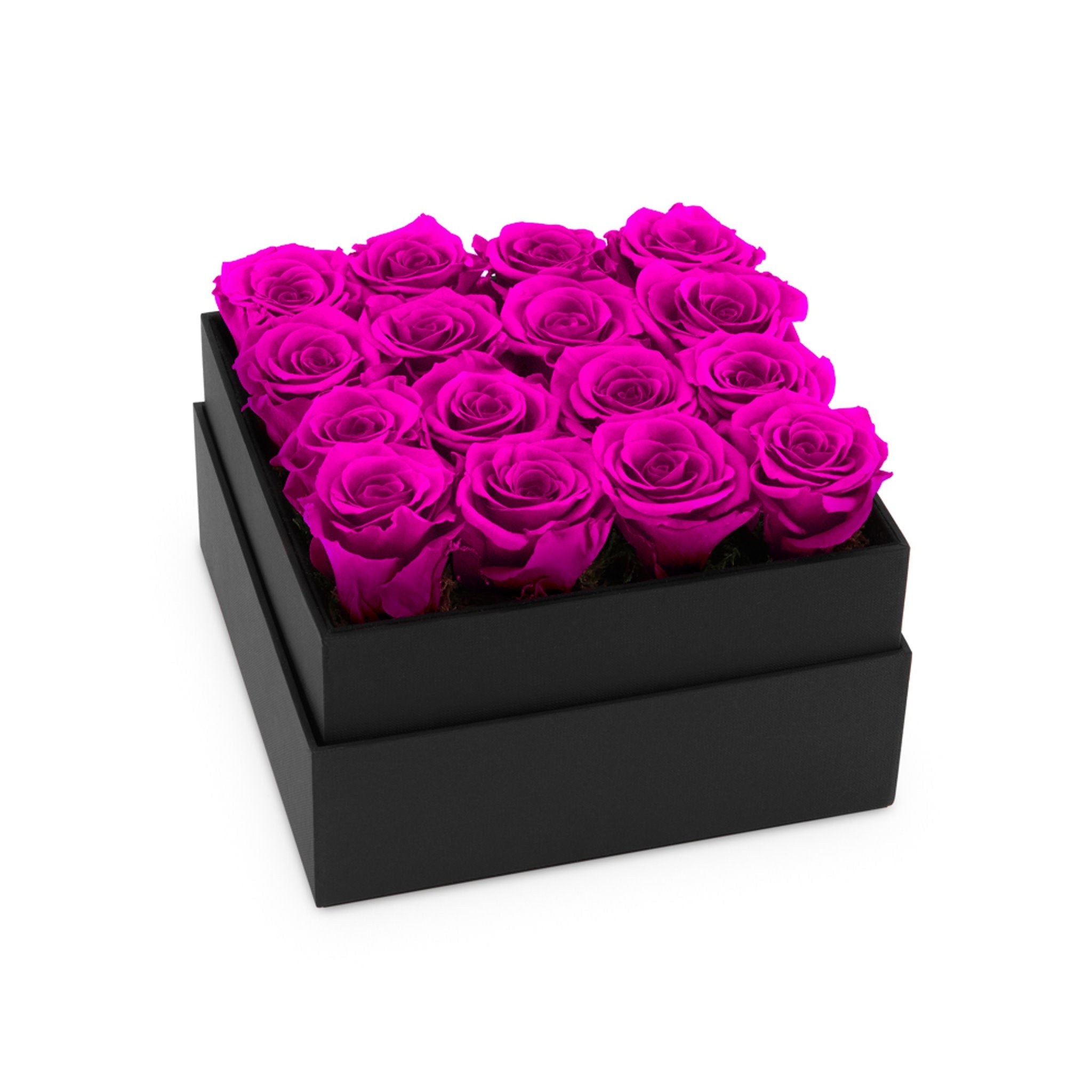Black box with pink roses on a white background
