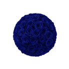 Round bouquet of blue roses on a white background