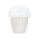 White vase with lace top on a white background
