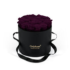 Black box with purple roses and 'Only Roses' logo on a white background