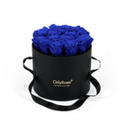 Black box with blue roses and 'Only Roses' logo on a white background