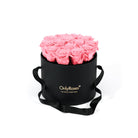 Black box with pink roses and 'Only Roses' branding on a white background