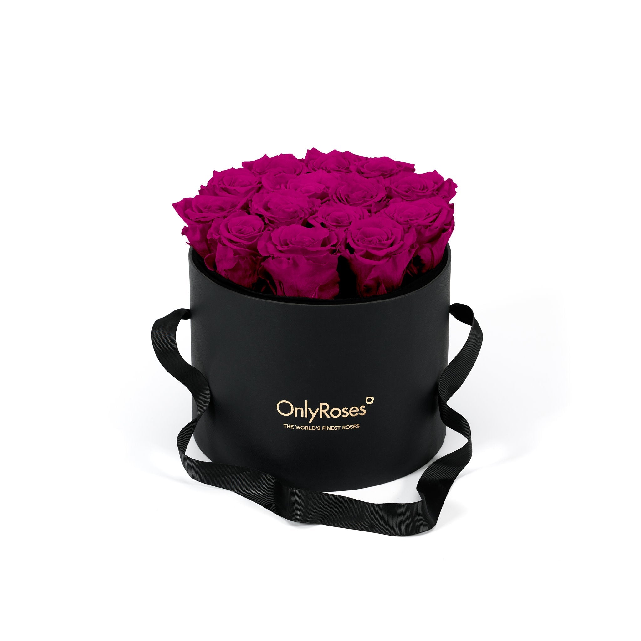 Black box with pink roses and 'Only Roses' branding on a white background